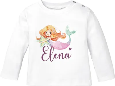 Produktbild von Baby Langarmshirt mit Namen personalisiert Meerjungfrau Prinzessin Geschenk Mädchen Baumwolle SpecialMe® weiß 56/62 (1-3 Monate)