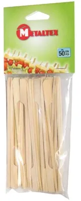 Holz-Picker aus Bambus, 50 Stück, 15 cm, braun