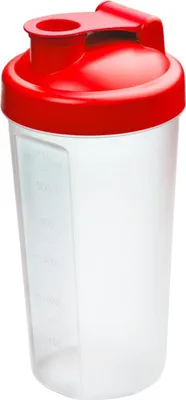Image de Shaker 600 ml "Protein" - Gym Shaker pour boissons protéinées & sportives - avec passoire amovible & échelle pratique - facile à nettoyer - rouge standard/transparent