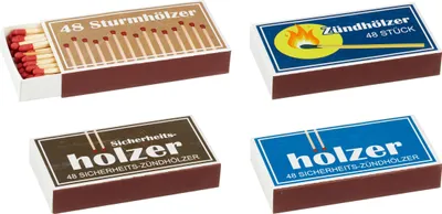 Produktbild von 4 X 48er Packungen Streichholzschachteln 10cm mit Vintage Retro Nostalgie Design Streichhölzer Zündhölzer