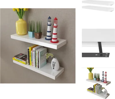 Image de vidaXL Étagères murales 2 pcs. MDF blanc - Etagères murales