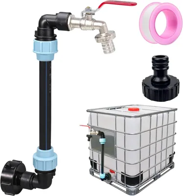 Obrázek produktu pro Výpustný kohout IBC s husím krkem 3/4", uzavírací ventil S60x6, adaptér IBC 3/4 palce pro pohodlné plnění konví, příslušenství pro IBC nádrže na dešťovou vodu, vodní sudy, sudy na dešťovou vodu, IBC kontejnery (kromě sudů/kontejnerů)