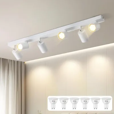 Produktbild von ZMH LED Deckenleuchte Weiß 6 Flammig Deckenlampe Deckenstrahler Modern GU10 Metall Deckenspots Schwenkbar 350° für Wohnzimmer Schlafzimmer Flur Mit Lichtquelle 5000k