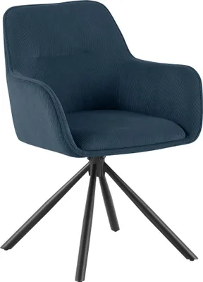 Produktbild von CLP Esszimmerstuhl Tipton Cordbezug 180 Grad Schwenkmechanismus bis 150 kg belastbar blau