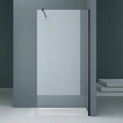 Produktbild von doporro Luxus Duschwand für Dusche Duschabtrennung 90x200cm Schwarz Walk-In Dusche 8mm ESG-Sicherheitsglas Klarglas inkl. Nanobeschichtung Bremen01K