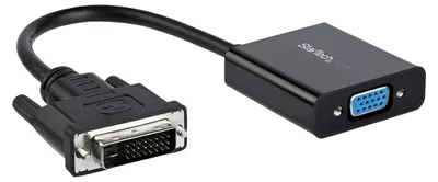 Zdjęcie produktu dla StarTech.com DVI2VGAE, 0,19 m, 1920 x 1080 px, 720p, 1080p, Czarny, Aktywny konwerter video, 0 - 60 °C