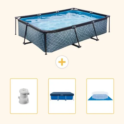 Immagine prodotto di Piscina fuori terra rettangolare - aspetto pietra - 300x200x65 cm - composta da 4 elementi - SCB76