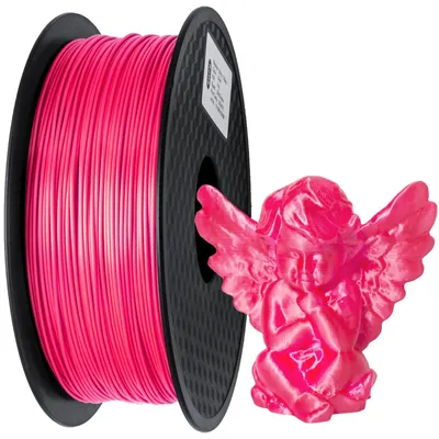 Produktbild von Seiden-PLA Filament - 1,75 mm für 3D-Drucker - 1 kg Spule - Glänzende Seidenoptik - Vakuumverpackt - Blasenfrei - Magenta/Aubergine