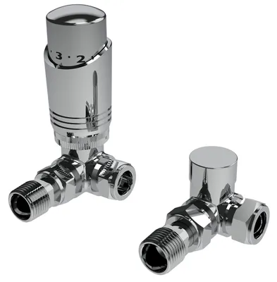 Thermostatventil Chrom Winkel 2er-Set TRV Heizkörper
