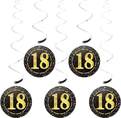 Produktbild von Oblique Unique 5 Deckenhänger Wirbel Spiral Girlanden mit Zahl 18 Geburtstag Jubiläum Party Feier Deko