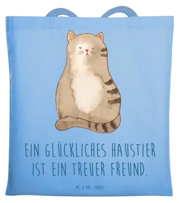 Produktbild von Mr. & Mrs. Panda Tote Bag Haustiere pflegen - Sky Blue - Geschenk, Vertrauem, Uni Tasche, Haustier Freude, Schultasche, Tierfreundschaft, Shopping, positivity, Liebe