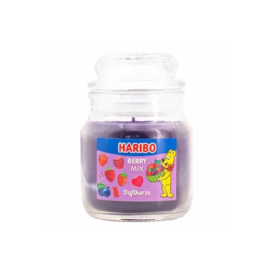 Produktbild von Haribo Duftkerze Berry Mix Mini, Kerze im Glas, Beeren Duft, 85 g