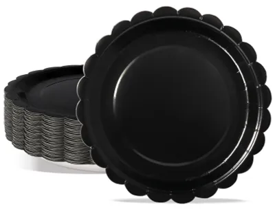 50 Papier Teller 18 cm schwarz – Geburtstagsset