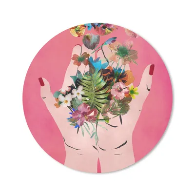Produktbild von MuchoWow® Mauspad Mousepad Blumen - Abstrakt - Rosa - Kunst 30x30 cm - Mousepads - Maus Mat - Pad - Mausunterlage - Tischunterlage - Schreibtischmatten
