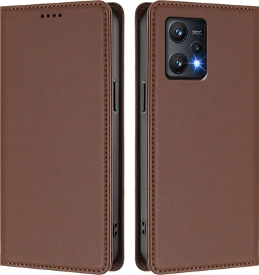 Obrázek produktu pro Kožené pouzdro pro Realme 9 Pro 5G, magnetické flipové pouzdro zPolyuretankůže se stojánkem Hnědá