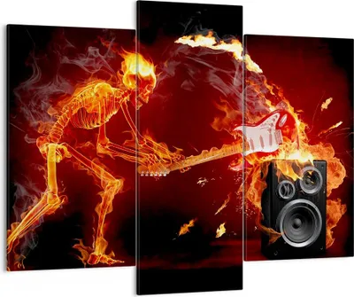 Produktbild von Bild auf Leinwand - Leinwandbild - Feuer Instrument Skelett - 130x100cm - Wand Bild - Wanddeko - Leinwanddruck - Bilder - Kunstdruck - Wanddekoration - Leinwand bilder - Wandkunst - CB130x100-0210
