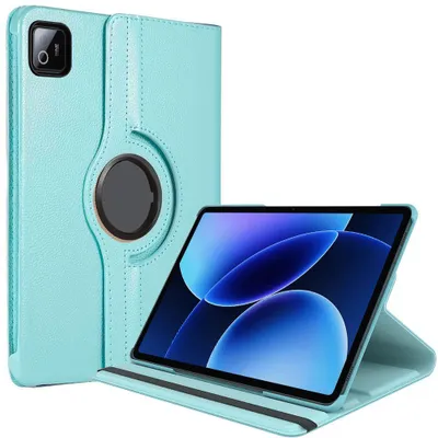 Image de Coque + Verre Trempé pour Xiaomi Pad 8 / 8 Pro, Protection Antichoc Etui Rotatif Synthécuir Bleu