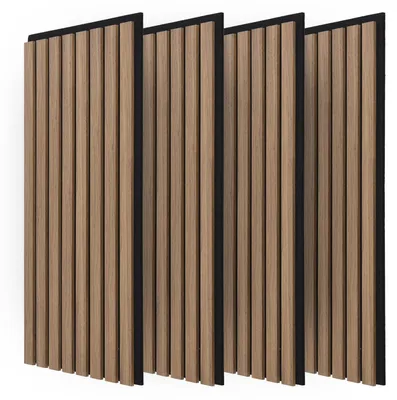 Immagine prodotto di Pannelli acustici - Pannelli a parete in legno - 60 x 30 cm - Noce scuro - 4 pezzi