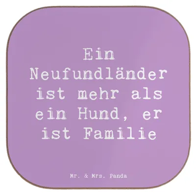 Produktbild von Mr. & Mrs. Panda Untersetzer Glas Spruch Neufundländer Familie - Lavendeltraum - Geschenk, Hunderasse, Gläser, Hund, für, Newfoundland, Familienhund, Hunderassen Vielfalt