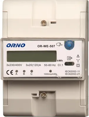 Obrázok produktu pre ORNO OR-WE-507, Elektronický, Plug-in, Výstupný výkon, Biela, Kwh, LCD