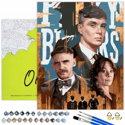 Productafbeelding van Oh Kunst! Schilderij naar nummer, Tommy Shelby, Peaky Blinders, 50x40 cm, inclusief lijst, 31 kleuren & gouden verf, inclusief penseel, acrylverf en complete accessoires