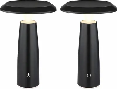Produktbild von 2x LED Tischlampe, Touchdimmer, Akku, schwarz, H 20 cm