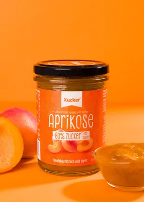Produktbild von Xucker Fruchtaufstrich Aprikose (75 % Frucht), Fruchtaufstrich mit Xylit, 220 g