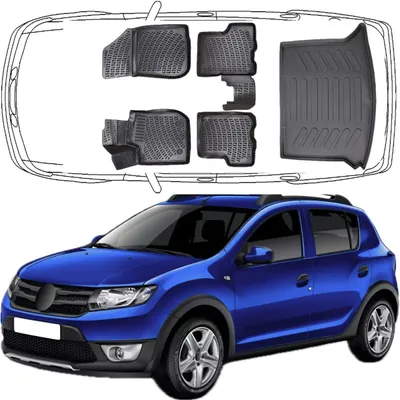 Produktbild von Set Autofußmatten und Kofferraummatte kompatibel mit Dacia SANDERO 2.Gen. 2012 – 2022