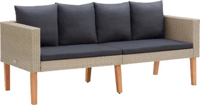 Zdjęcie produktu dla 2-osobowa sofa ogrodowa w kolorze beżowym wykonana z polirattanu z poduszkami