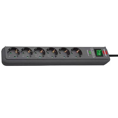 Obrázok produktu pre Brennenstuhl Eco-Line, 6 AC zásuvky/AC zásuviek, Typ F, 3680 W, 13500 A, Čierna, IP20