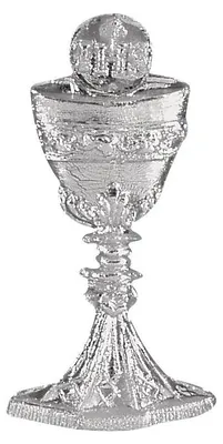 Wachsmotiv Kelch + Hostie, 4,5 cm, silber, 1 Stück