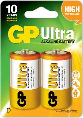 Obrázok produktu pre GP Batteries Ultra Plus Alkaline D, Batéria na jedno použitie, D, Alkalický, 1,5 V, 2 kusov, Viacfarebný
