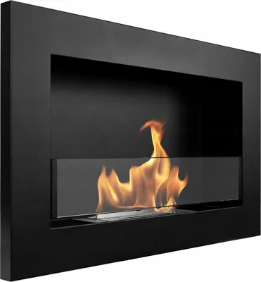 Produktbild von Wandhängender Biokamin mit Glas 65x40x12 cm Slim schwarz strukturiert matt