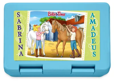 Produktbild von Spreadshirt Bibi und Tina mit Amadeus und Sabrina Brotdose Lunchbox, One size, Saphirblau