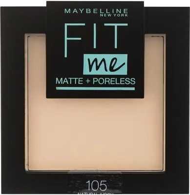 A product shot of Maybelline Fit Me! Matte + Poreless powder foundation.