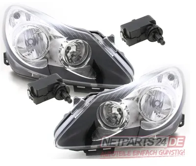 Produktbild von Johns, Scheinwerfer passend für Opel Corsa D 06-10 Li. Re schw./chrom inklu. Stellmotor 1207203 1207936 1207204 5P0941295 13129840 93189095 1216194 93