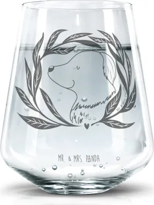 Produktbild von Mr. & Mrs. Panda Wasserglas Hund Blumen - Transparent - Geschenk, Niedlich, Hunde, Trinkgefäß, Glas, Sprüche, Hundeliebe, Becherglas, Tumbler