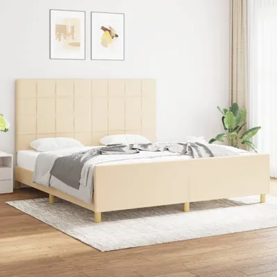 Produktbild von Cloris Designermöbel Bettgestell mit Kopfteil Creme 180x200 cm Stoff 2024 Neu