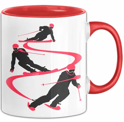 Produktbild von Ski Tasse Geschenk Grafik Skifahrer Becher (Rot)