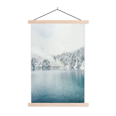 Produktbild von MuchoWow® Textilposter Winter - Wasser - Schnee 40x60 cm mit holzfarbenen Rahmen - Poster