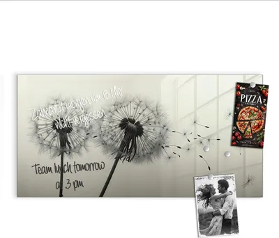 Produktbild von Magnettafel 100x50cm Pinnwand Whiteboard beschreibbar - Pusteblume Schwarz