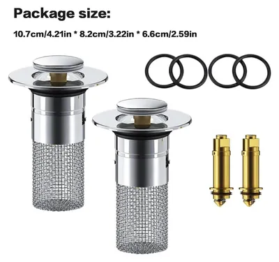 Obrázok produktu pre 2 ks 2 v 1 zátka do umývadla s sitkom na vlasy, zátka do umývadla pre odtok s priemerom 34–40 mm, univerzálne sitko s automatickým uzáverom