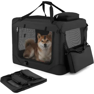 Produktbild von Tierbedarf, Hunde, Hundetransport, Hundetransportbox, Hundebox, Auto, Transportbox, faltbar, Größe M, 72 x 52,5 x 52,5 cm, Schwarz