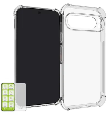 Image de Coque de protection en TPU transparente pour Google Pixel 9 Pro XL + verre de protection de 0,26 mm d'épaisseur