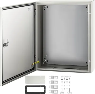 Immagine prodotto di Custodia in acciaio NEMA, 50 x 40 x 15 cm, scatola per interruttori in acciaio NEMA 4X, impermeabile e antipolvere IP66, scatola di connessione elettrica per uso esterno/interno, con piastra di montaggio