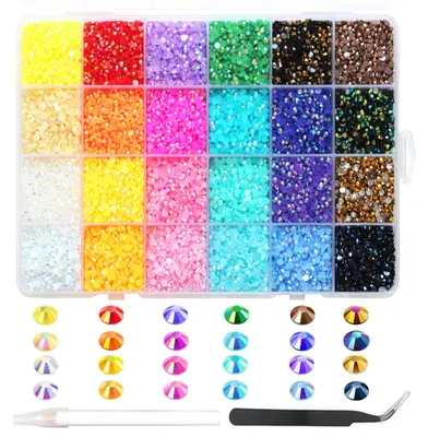 Produktbild von Strasssteine 6000 Stück - Runde Edelsteine - Kunstharz - 5 mm - Nagelsticker - Nail Art - 24 Farben - Nailart