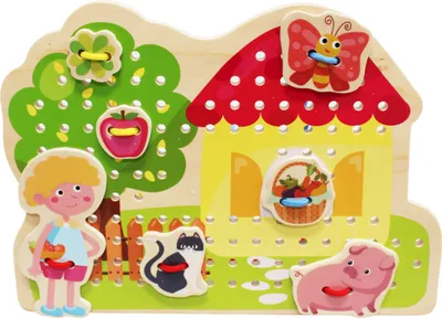 Produktbild von Kinder Holzspielzeug Lernspielzeug Puzzle ab 2-5 Jahre Spielzeug Sortierspiel Holz Spiel Neu Einfädeln Spiel