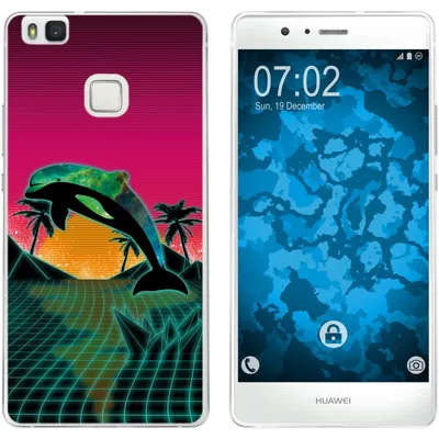 Produktbild von PhoneNatic Case kompatibel mit Huawei P9 Lite Silikon-Hülle Retro Wave Delphin M1