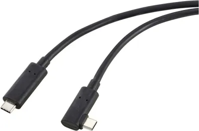 Produktbild von Renkforce Glasfaser USB-C® Kabel USB 3.2 Gen2 USB-C® Stecker einseitig gewinkelt 10.00 m Schwarz RF-5625884