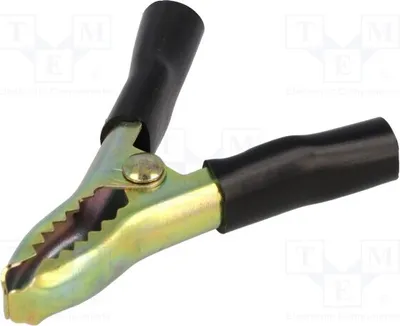 Immagine prodotto di 1 x Morsetto a coccodrillo, capacità massima: 25 mm, 15A, lunghezza totale: 65 mm, colore: nero. Morsetti a coccodrillo simili